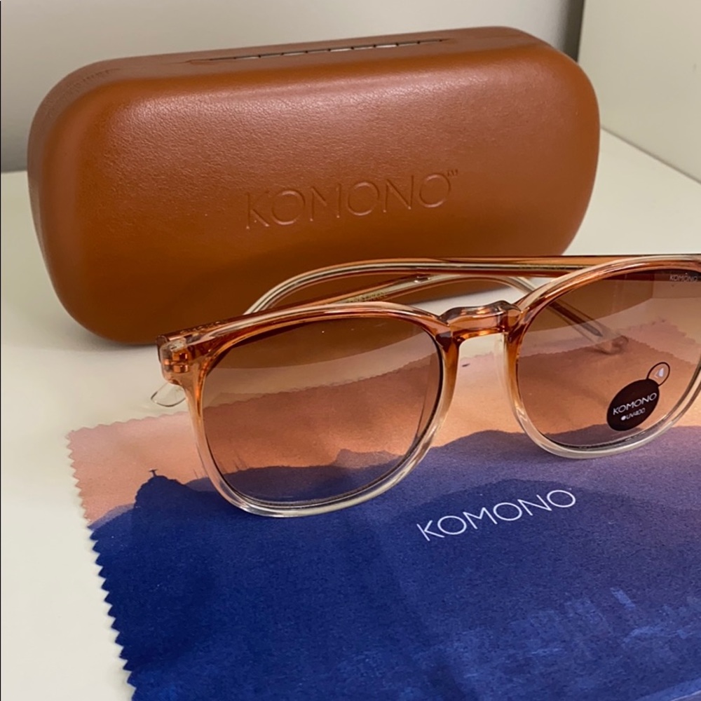 New Komono Urkel Gradient Peach Sunglasses Orange Ombre Boho - Picture 4 of 14